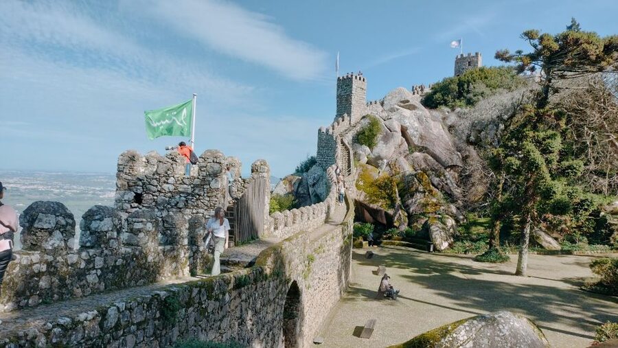 Lisbon: Pena Palace, Qta Regaleira, Moorish Castle & Cascais - Pena Palace gardens and the famous colored palace
