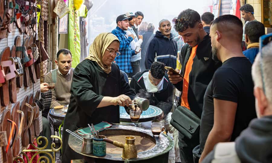 Marrakech: Medina, Souks, Artisans Guided Tour with Mint Tea - The dyers’ quarter and its overhead colors